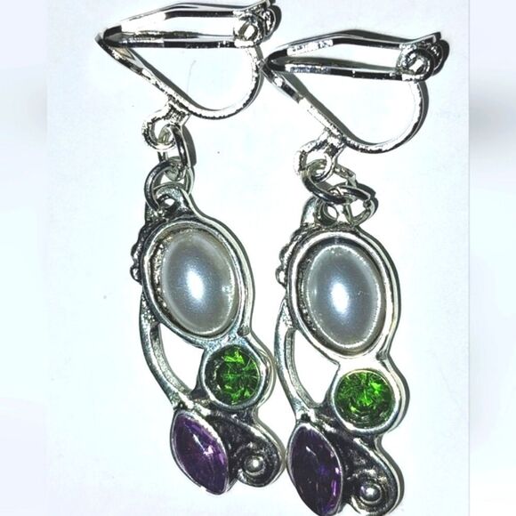 Beautiful gemstone clip-on earrings - Picture 1 of 5
